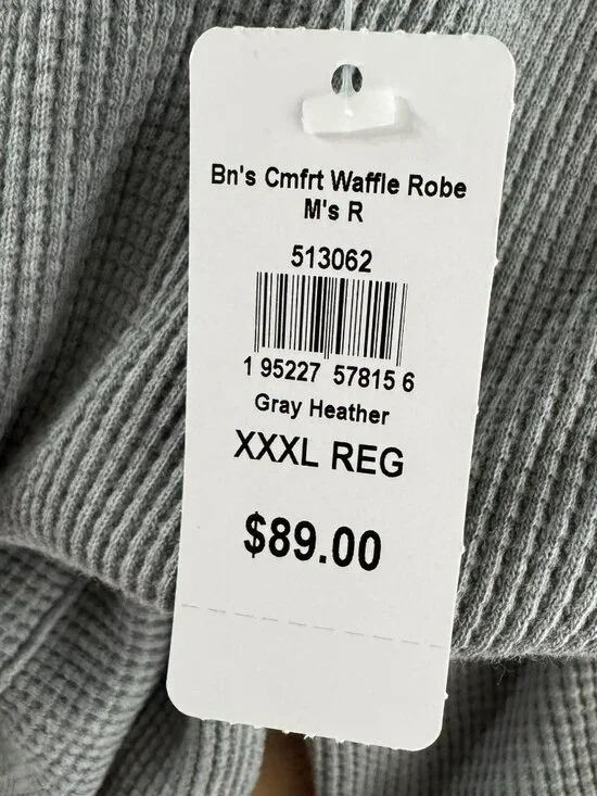 L.L. Bean Comfort Waffle Robe Mens 3XL Gray Loungewear Cotton Blend NWT CJ-2351 - Picture 8 of 10